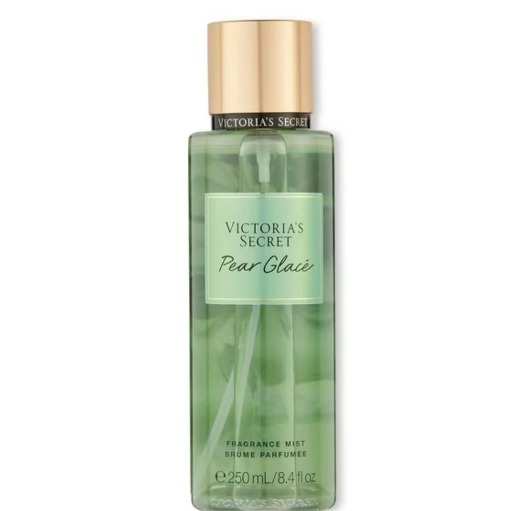 Victoria's Secret Pear Glacé Fragrance Mist - Light Green and Gold